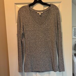 Express Heather Gray V-Neck Sweater